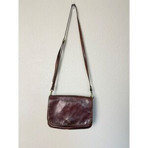 The Bridge Italian Leather Crossbody Bag Vintage Brown Flap Shoulder Purse Small